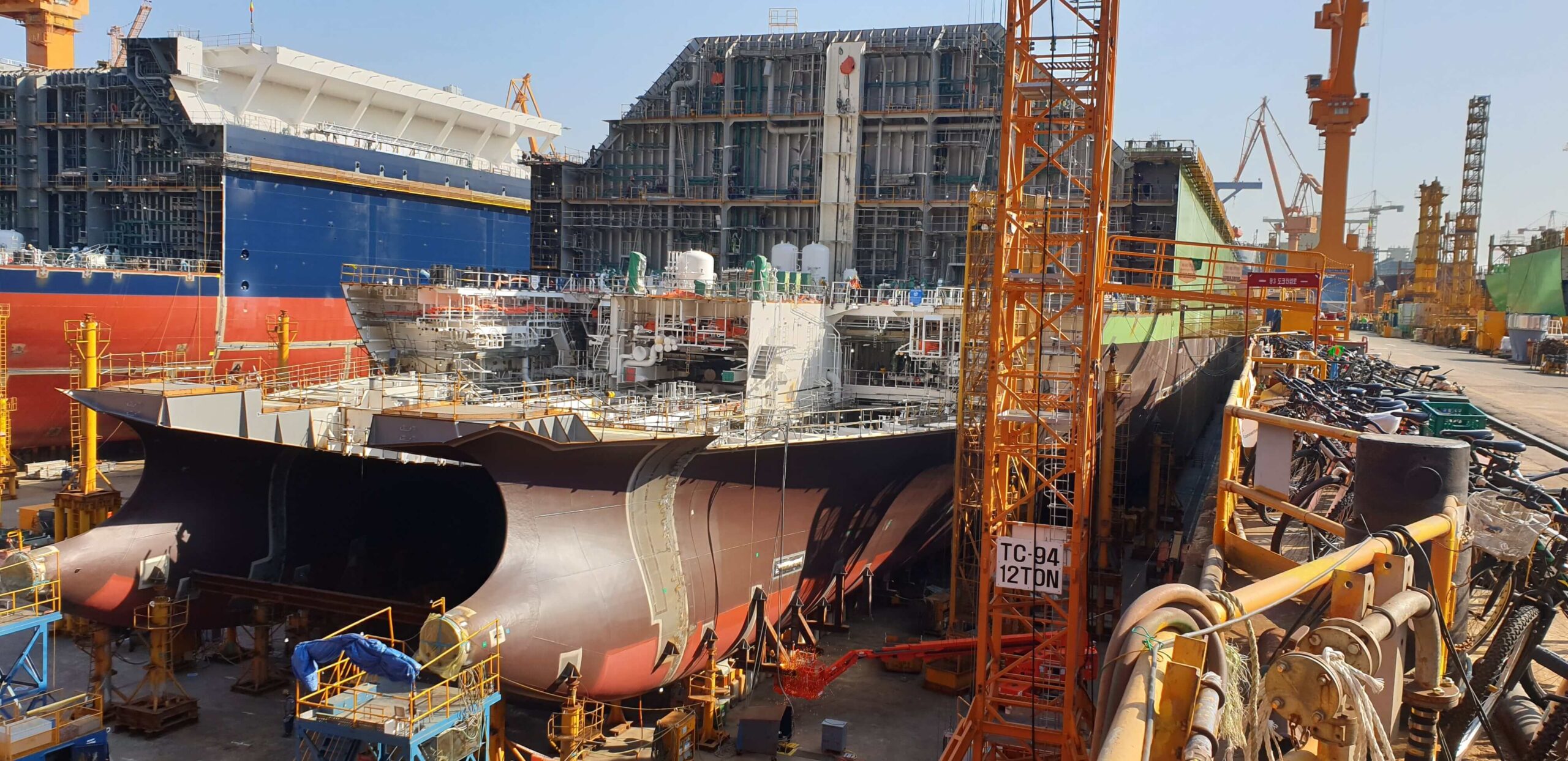 Close-up of hull welding process